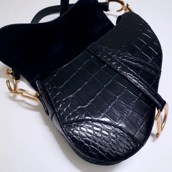 Dior Saddle Bag Crocodile Black - Image 9