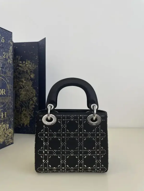 Lady Dior Mini Satin Black - Image 6