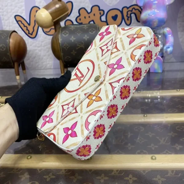 Louis Vuitton Félicie Pochette White Orange Flowers - Image 4
