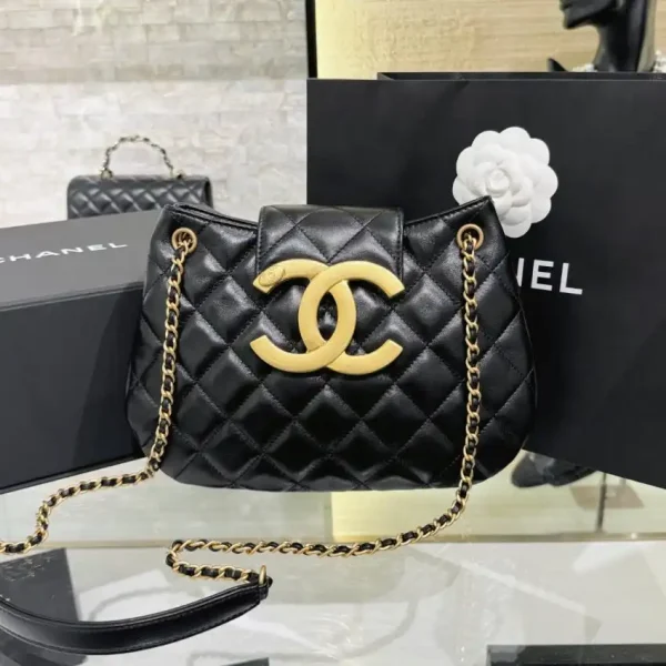 CHANEL 24c Round Shoulder Bag Black - Image 4