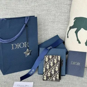 Dior Zipper Card Holder White