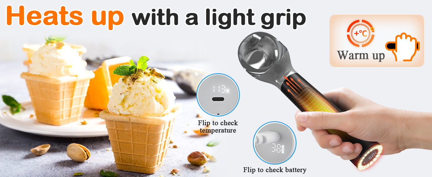 heated ice cream scoop rechargeable