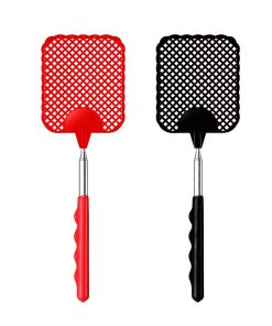 iZhuoKe Extendable Fly Swatters 2 Pack,Strong Fly Killer with Stainless Steel Telescopic Handle28.5cm to 75 cm,Manual Fly Swat Pest Control for Indoor Outdoor Mosquito Wasp Bug Insect(Black & Red)