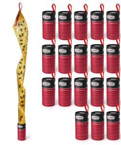 Bugoff Sticky Fly Glue Trap Tape, Pack of 18 Piece, Drosophila Insect Flies Catcher Strips, Fruit Fly Sticky Trap for Indoors, Outdoors, Garden, House, Greenhouse, Home Use, Red