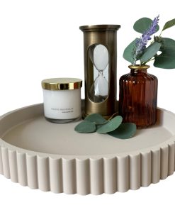 OAKOA Round Decorative Tray for Coffee Table Decor - Concrete Round Tray Home Decor - Bandejas Decorativas - Circle Coffee Table Centerpiece