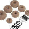 Teenitor Donut Hair Bun Maker Set - 7 Rings (1 Extra-Large, 2 Large, 2 Medium, 2 Small), 5 Elastic Bands, 20 Hair Pins, Dark Brown