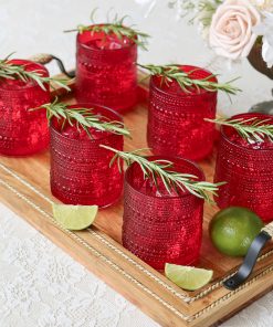 Kate Aspen Beaded Amber Drinking Glasses Set of 6-10 oz Vintage Glassware Set Jupiter Glasses, Cocktail Glass Set, Juice Glass, Water Cups Hostess Gift, Present, Gift for Newlyweds