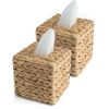 KOLWOVEN Tissue Box Holder - Square- Rattan Wicker Tissues Cube Box Cover -Boho Decorative Woven Facial Tissue Holder on Table and Barthroom (Square)