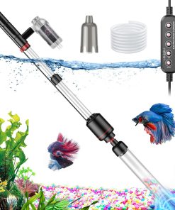 24W Aquarium Vacuum Gravel Cleaner: Electric Fish Tank Cleaner Vacuum with Strong Suction for Automatic Water Change, Algae Cleaner Sand Wash Water Shower and Water Circulation, Timed Off
