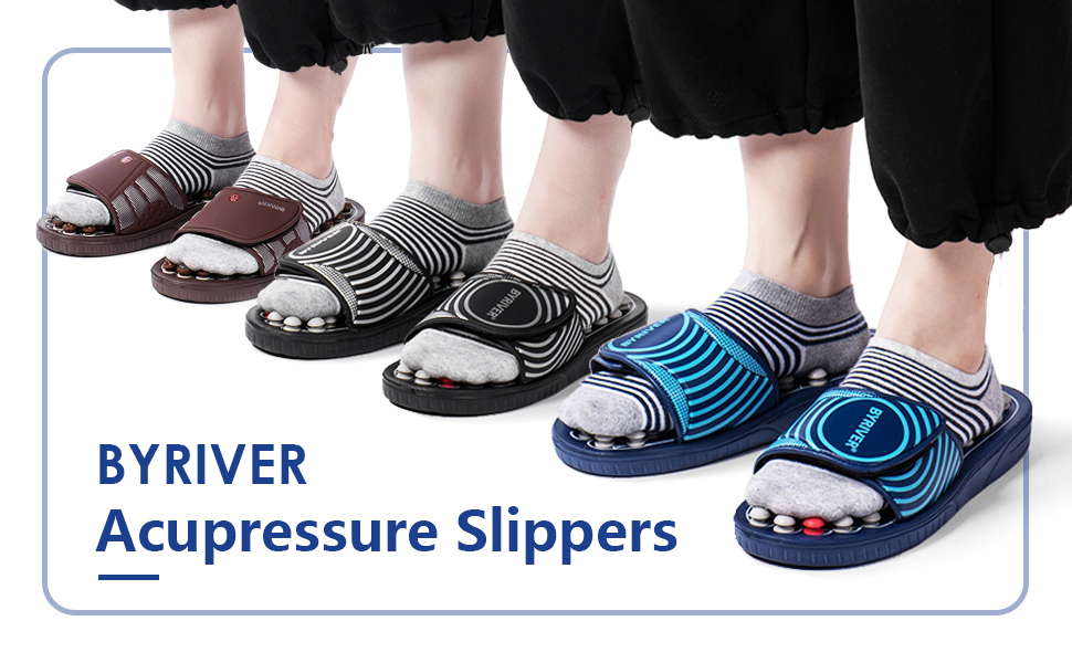 BYRIVER Acupressure Slippers, black, brown, blue color