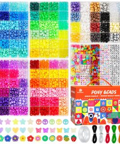 Dowsabel Bracelet Making Kit, Beads for Bracelets Making Pony, Kandi, Polymer Clay, Smile Face & Letter Beads for Jewelry Making, DIY Arts and Crafts Gifts Toys for Girls Age 6-12