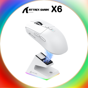 Attack Shark X6 Bluetooth Gaming Mouse 26000 DPI Tri-Mode Wired Wireless RGB Magnetic Charging Base PixArt PAW3395 55g Ultra-Lig