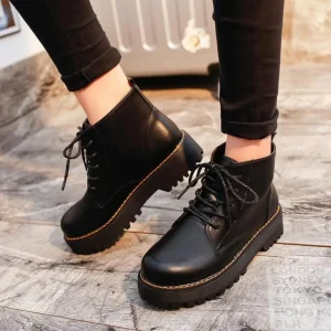 2023 Autumn Winter Women Ankle Boots Platform Lace Up Casual Shoes Woman Retro Oxfords Female Waterproof Goth Thick Boots Footwe