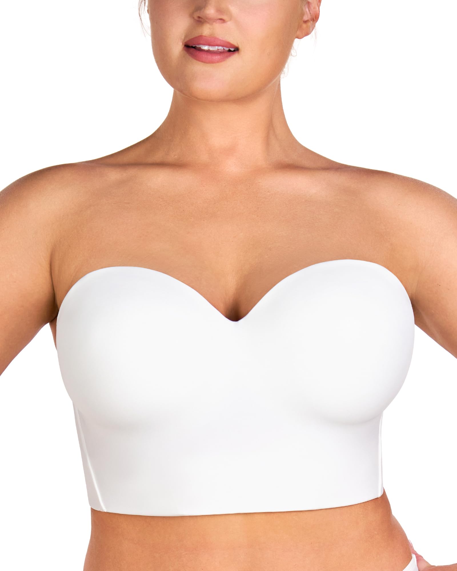 HSIA Longline Strapless Bra for Women, Anti-Slip Support Corset for Large Bust Convertible Bustier Bandeau for Big Breasts