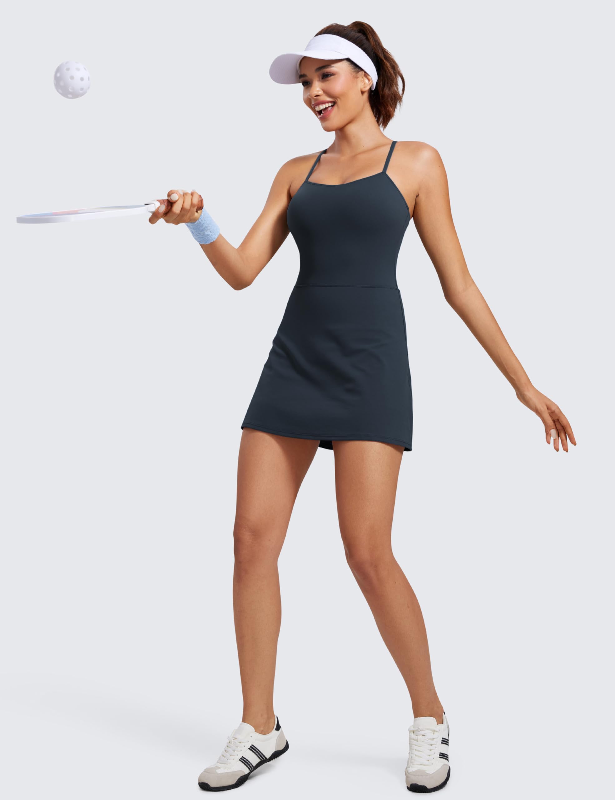 CRZ YOGA Womens Butterluxe Tennis Dress Spaghetti Strap Casual Athletic Sports Outfits with Built-in Shorts and Bras - Image 27