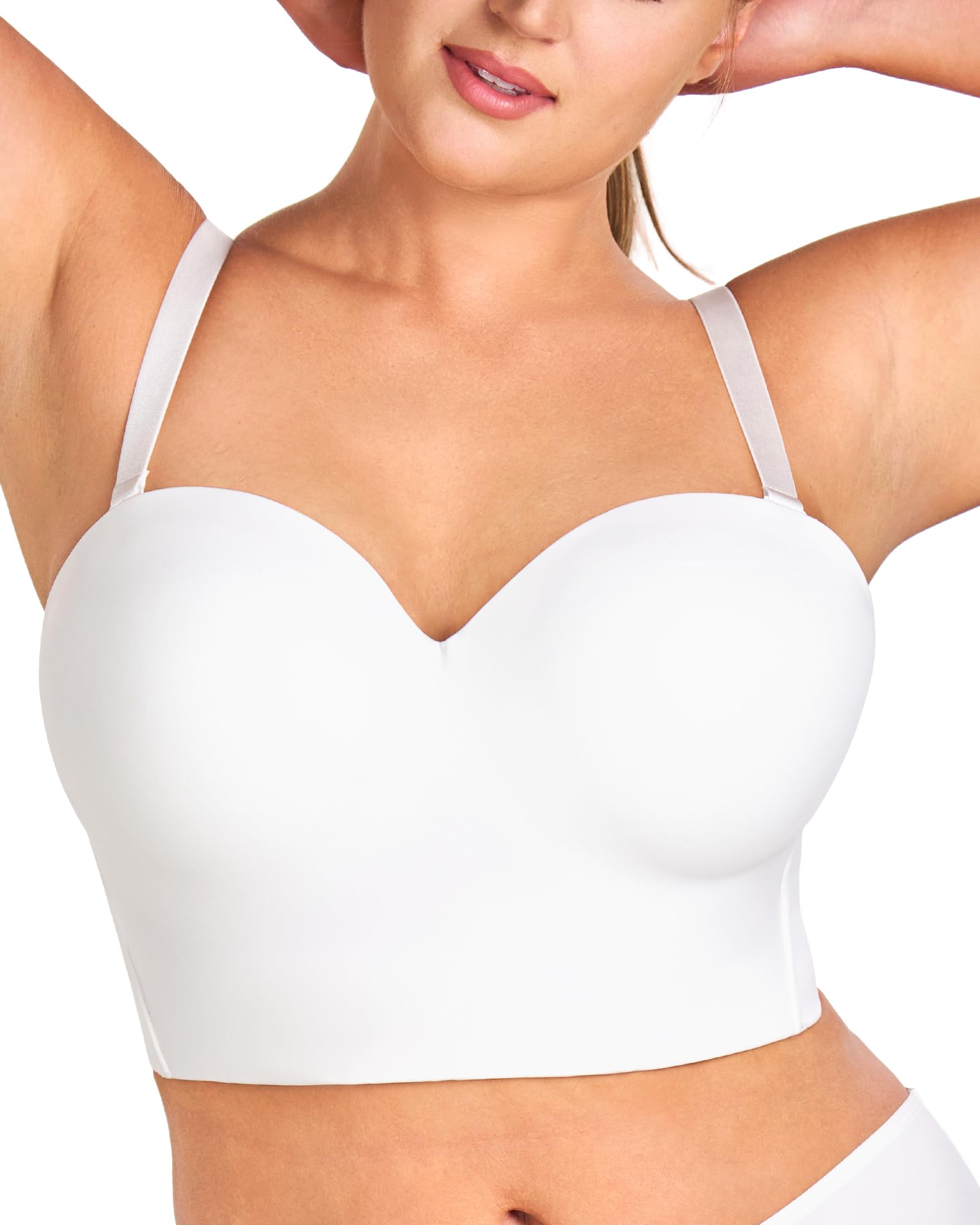 HSIA Longline Strapless Bra for Women, Anti-Slip Support Corset for Large Bust Convertible Bustier Bandeau for Big Breasts - Image 2