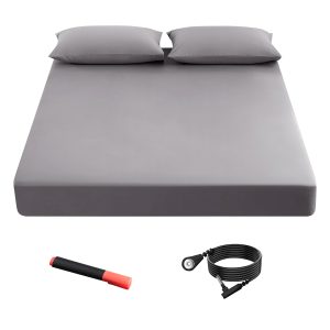 Grounding Fitted Sheets 90% Organic Cotton+10% Pure Silver Fiber, Grounded Sheets with Grounding Cord, Bed Grounding Kit for Healthy Sleep Therapy (Gray, King XL(78 * 80.2 * 15.5))