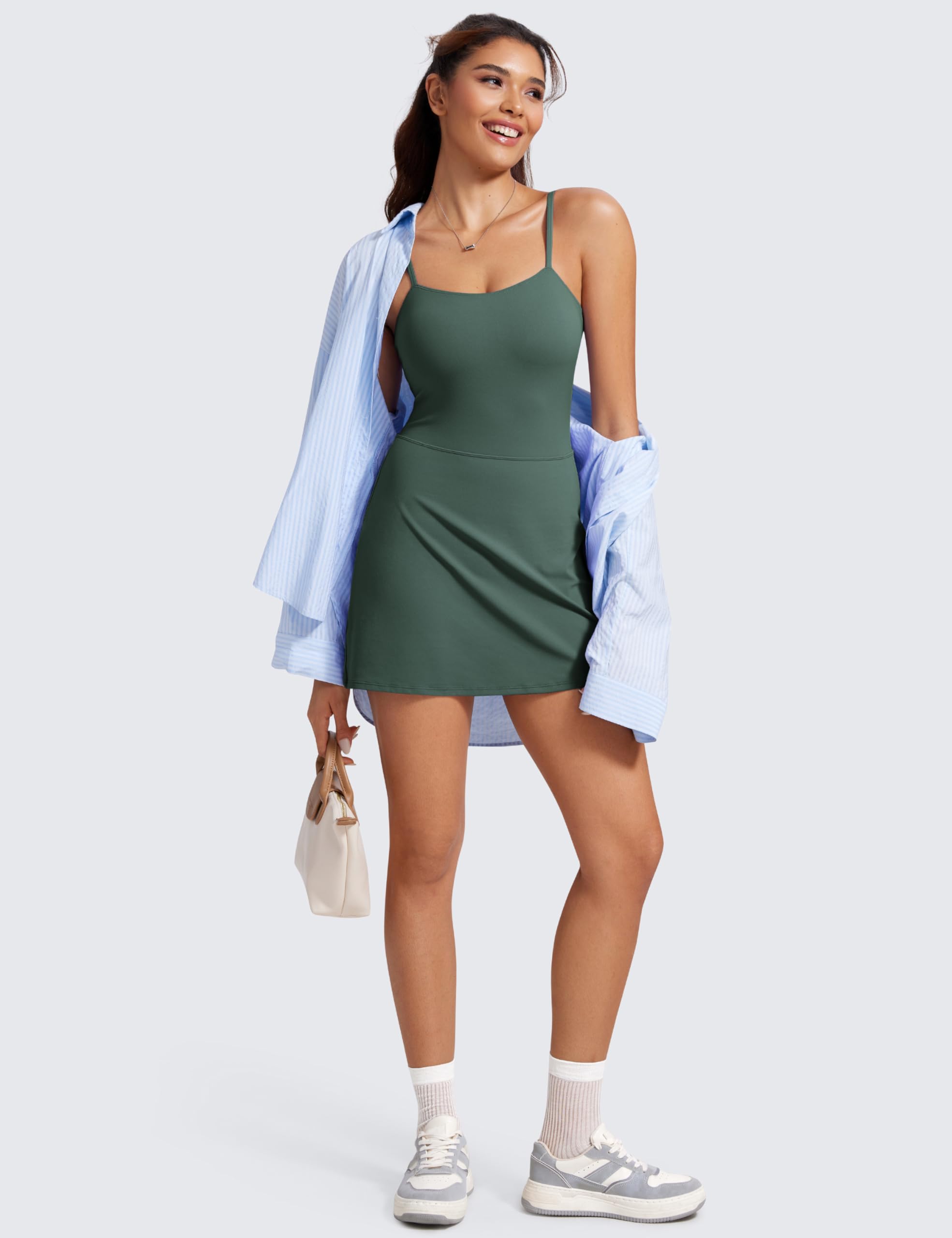 CRZ YOGA Womens Butterluxe Tennis Dress Spaghetti Strap Casual Athletic Sports Outfits with Built-in Shorts and Bras - Image 21