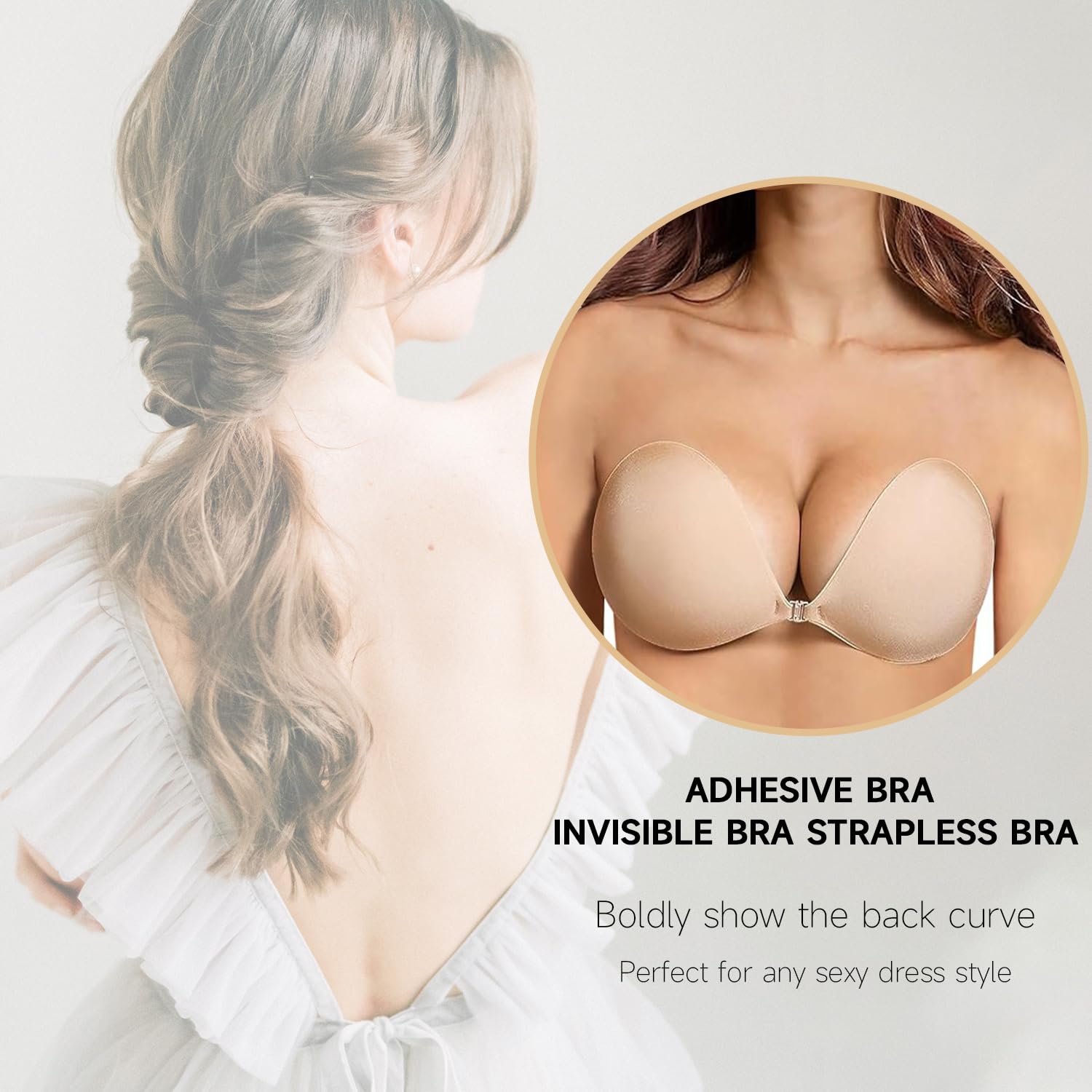 Sticky Bra, Backless Strapless Bra Push Up, Adhesive Invisible Lift Up Bras 2 Pieces - Image 6