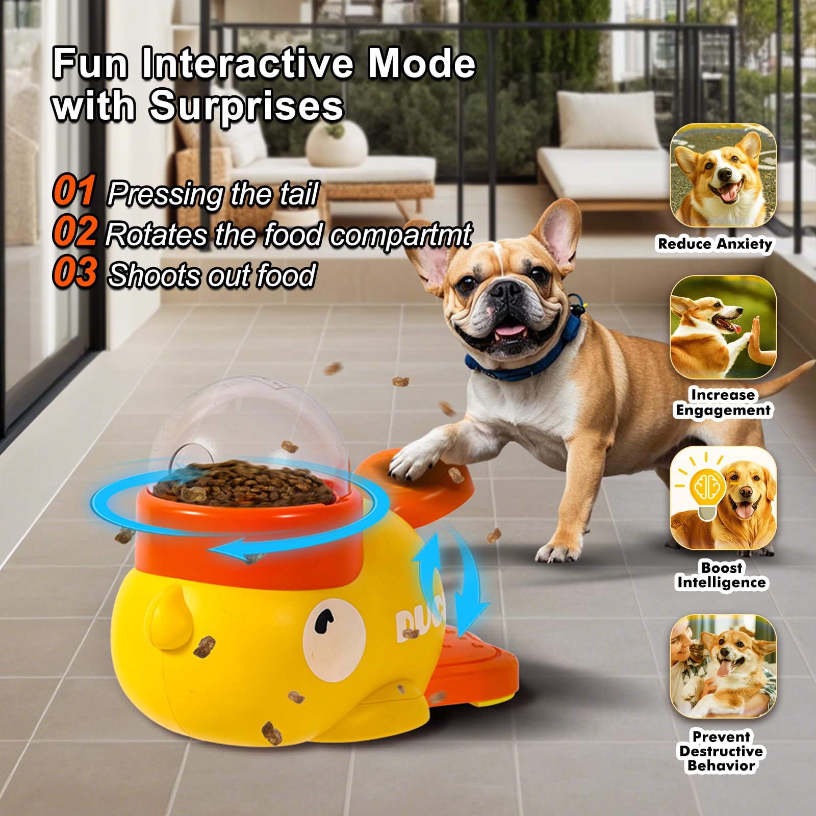 2-in-1 Dog Interactive Slow Feeder Dog Food Puzzle Toy-Durable and Safe for Small & Medium Dogs Duck-Shaped Design Promotes IQ Training Reduces Bloating Anti-Gulping for Fun Mealtime - Image 3