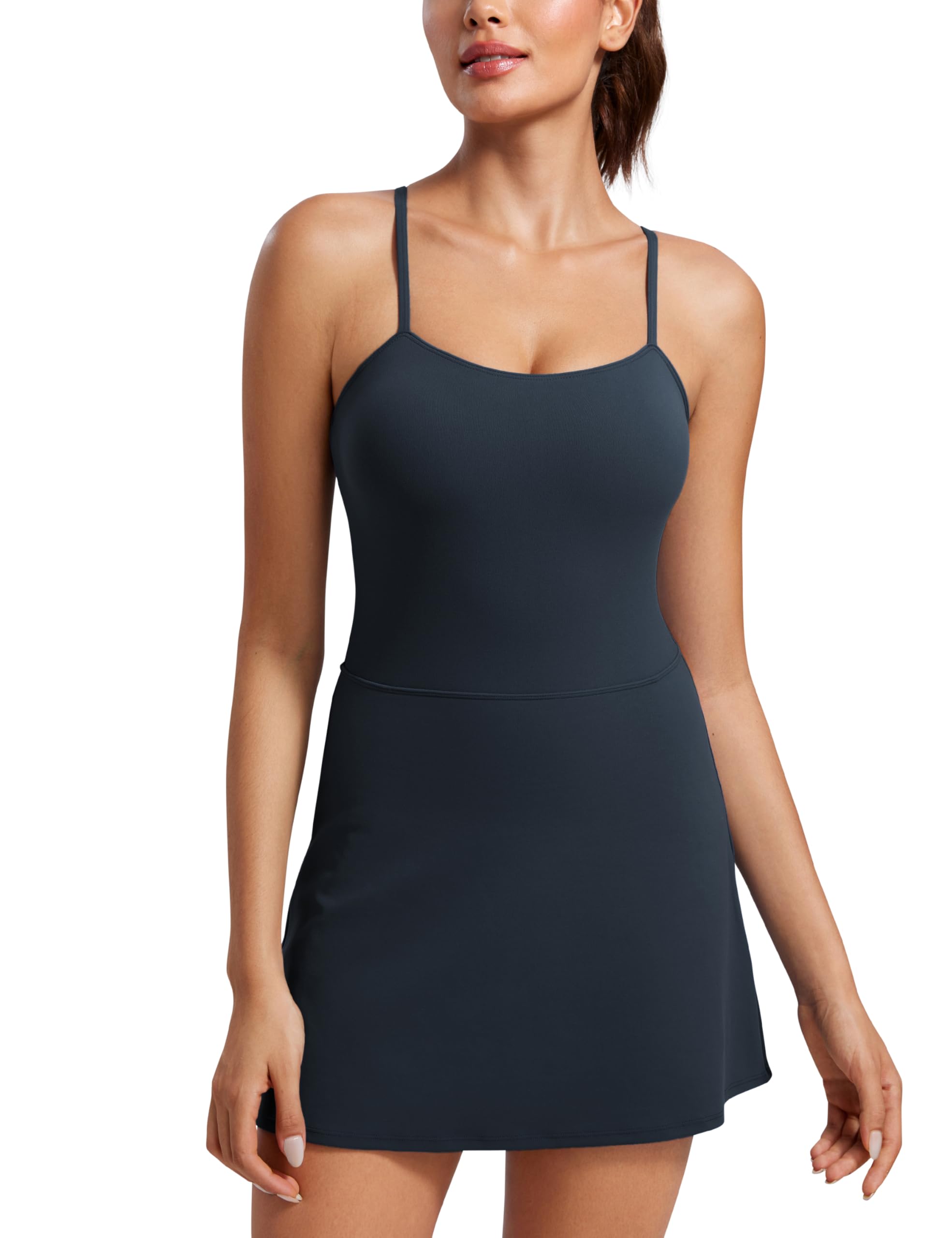 CRZ YOGA Womens Butterluxe Tennis Dress Spaghetti Strap Casual Athletic Sports Outfits with Built-in Shorts and Bras - Image 25