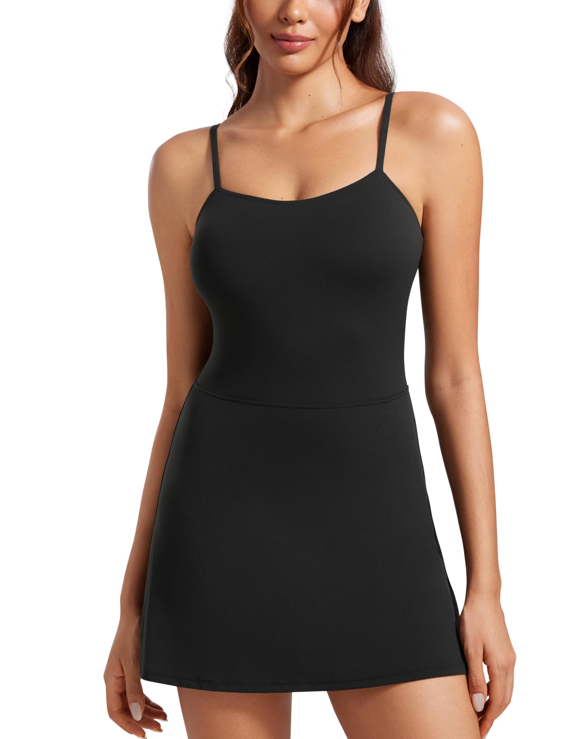 CRZ YOGA Womens Butterluxe Tennis Dress Spaghetti Strap Casual Athletic Sports Outfits with Built-in Shorts and Bras - Image 13
