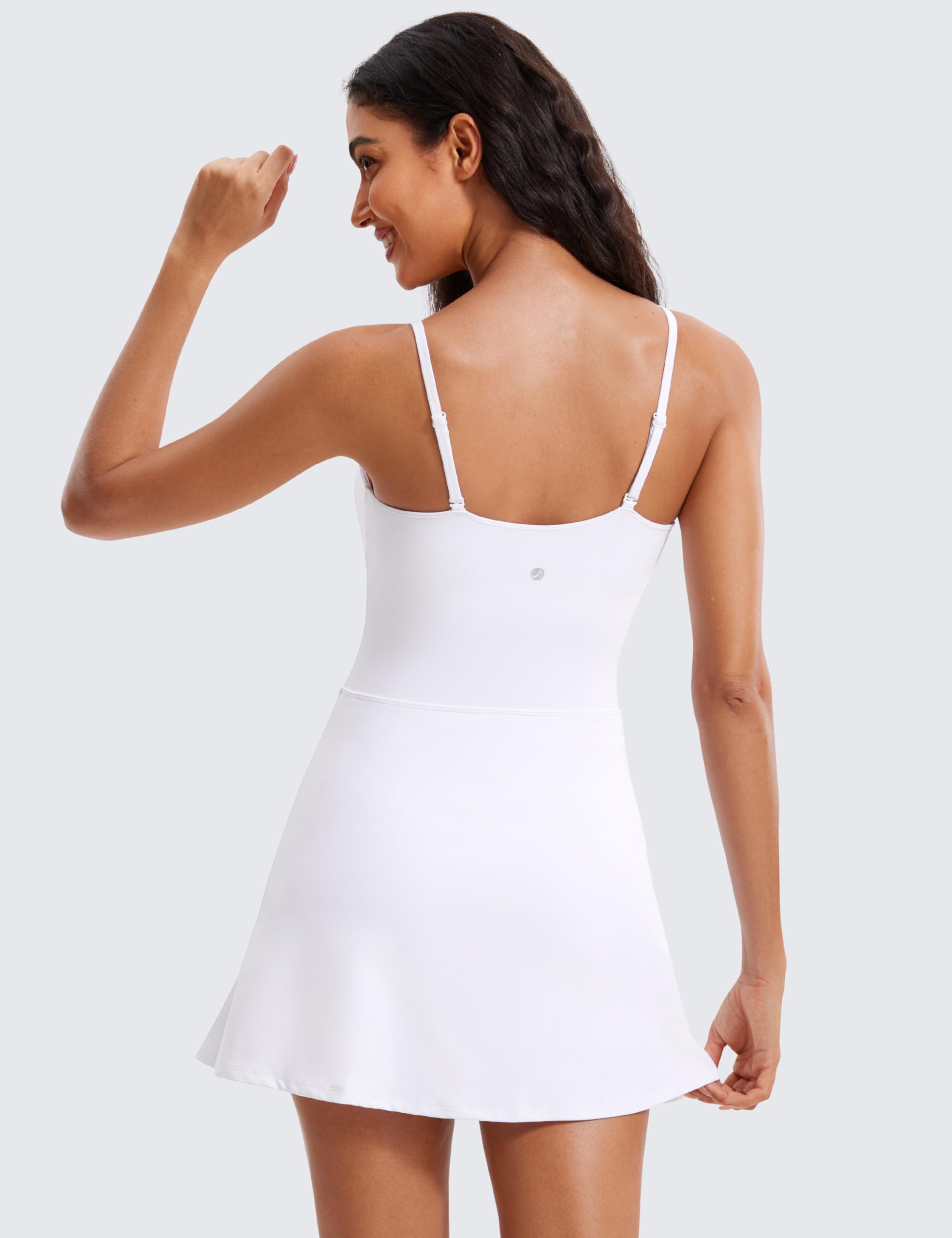 CRZ YOGA Womens Butterluxe Tennis Dress Spaghetti Strap Casual Athletic Sports Outfits with Built-in Shorts and Bras - Image 2