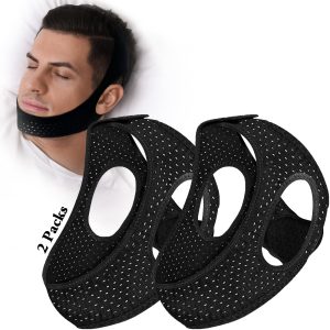 2 Pack Anti Snore Chin Strap for Sleeping, Mouth Jaw Tape Snoring Sleep Devices Stopper Cpap Users Breathing Head Mouthpiece Solution to Keep Closed Mandibular Advancement Reducing Aids Men Women
