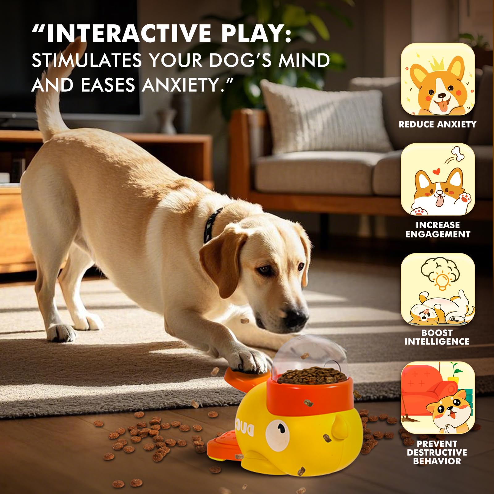 2-in-1 Dog Interactive Slow Feeder Dog Food Puzzle Toy-Durable and Safe for Small & Medium Dogs Duck-Shaped Design Promotes IQ Training Reduces Bloating Anti-Gulping for Fun Mealtime - Image 10