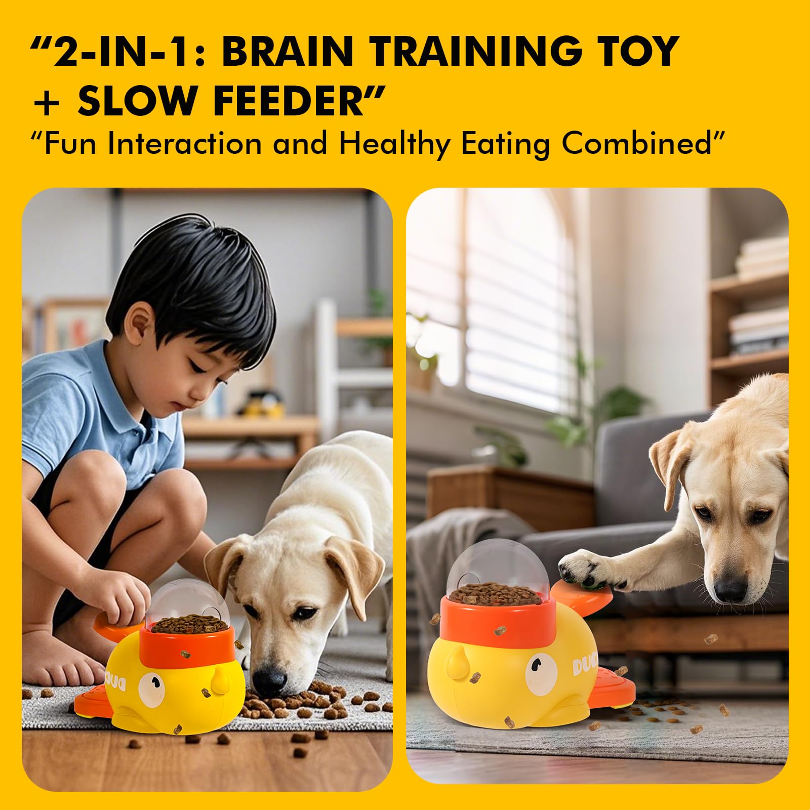 2-in-1 Dog Interactive Slow Feeder Dog Food Puzzle Toy-Durable and Safe for Small & Medium Dogs Duck-Shaped Design Promotes IQ Training Reduces Bloating Anti-Gulping for Fun Mealtime - Image 9