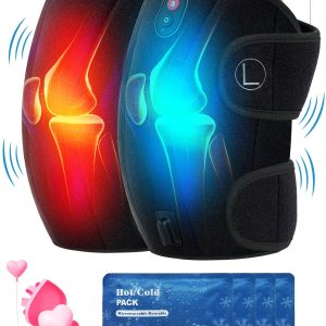 CooCoCo Knee Massager with Heat/Cold, Gifts for Men Women, FSA or HSA Eligible, Heated Knee Brace Wrap Warmer for Pain Relief, Knee Heating Pad for Dad Mom Husband