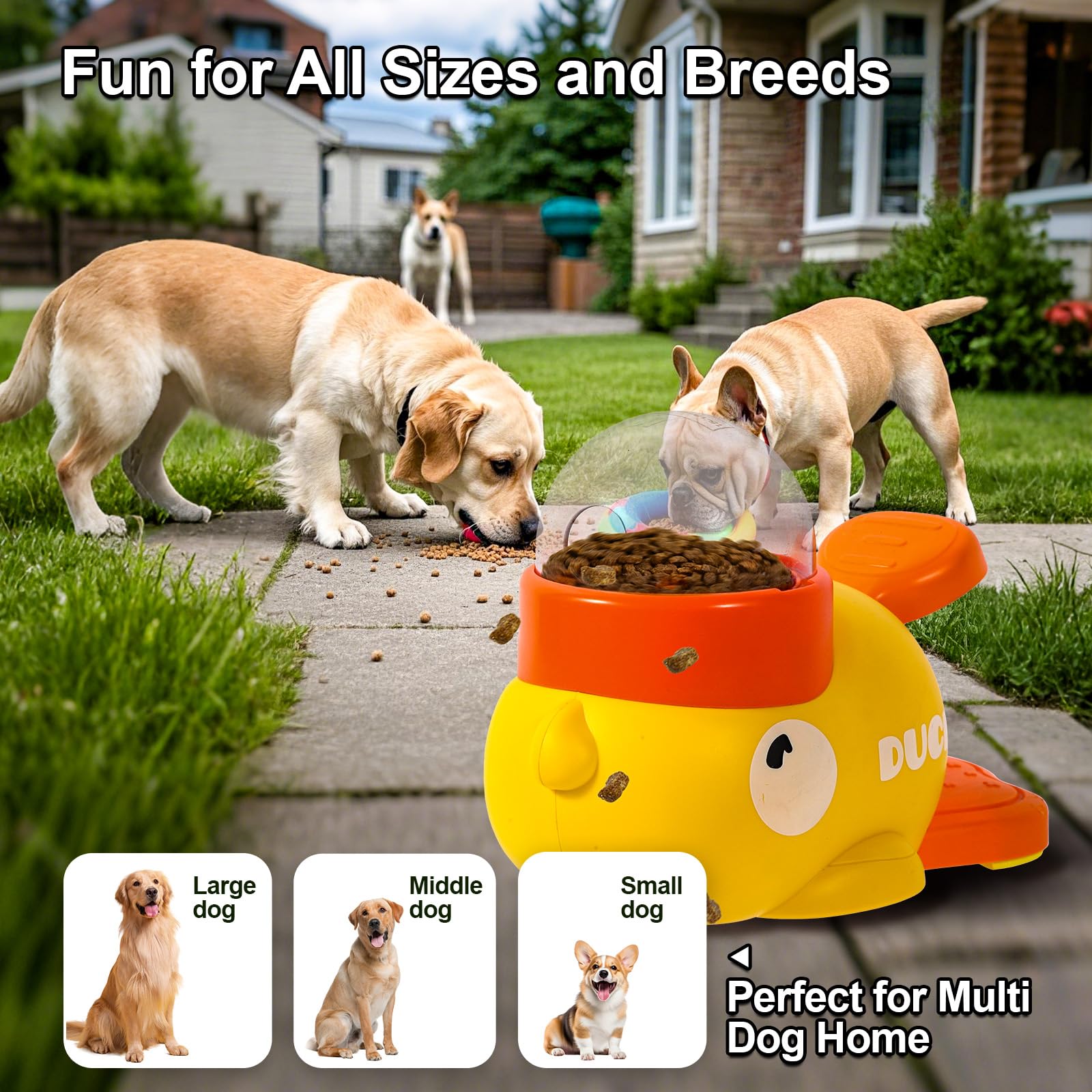 2-in-1 Dog Interactive Slow Feeder Dog Food Puzzle Toy-Durable and Safe for Small & Medium Dogs Duck-Shaped Design Promotes IQ Training Reduces Bloating Anti-Gulping for Fun Mealtime - Image 7