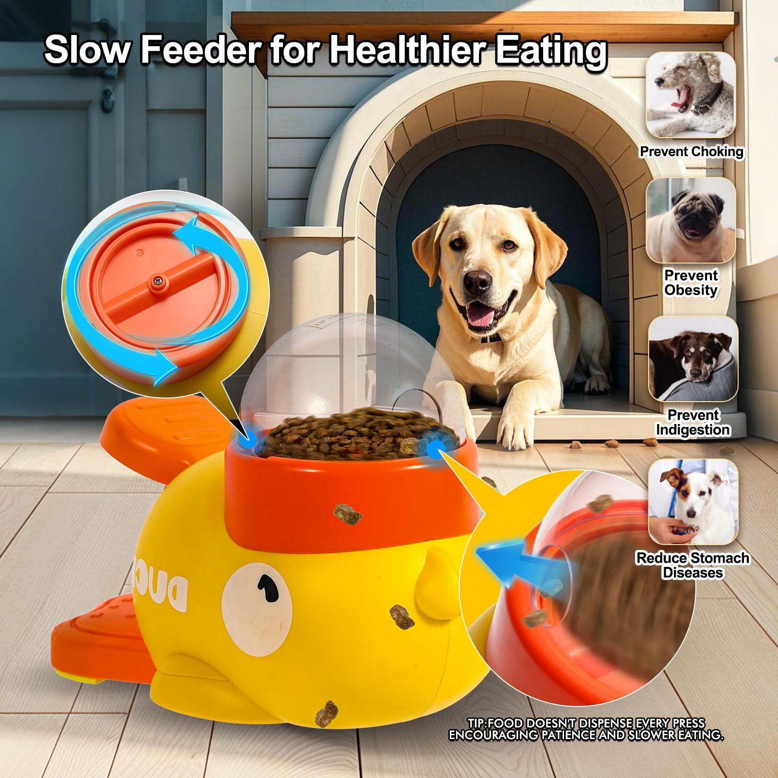 2-in-1 Dog Interactive Slow Feeder Dog Food Puzzle Toy-Durable and Safe for Small & Medium Dogs Duck-Shaped Design Promotes IQ Training Reduces Bloating Anti-Gulping for Fun Mealtime - Image 4