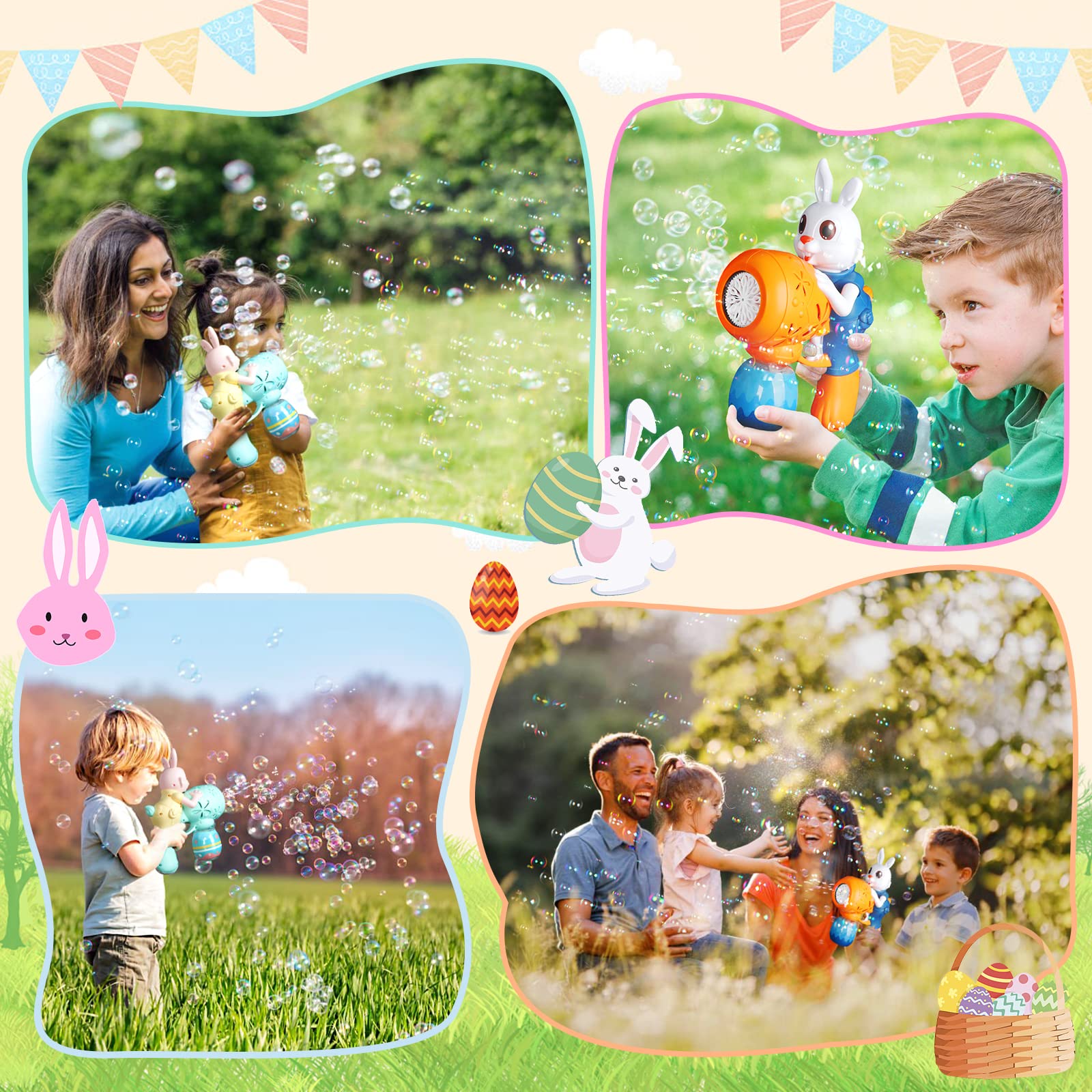 Bubble Gun for Kids 2 Pack Bubble Guns Kit for Toddlers Rabbit Bubble Machine Electric Bubble Toy Automatic Bubble Blower Bubble Maker for Outdoor Easter Gift for Kids - Image 5