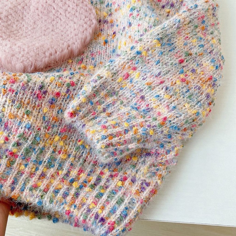 Children's Clothing Spring Autumn Girls Fashion Thickened Knitted Pullover Sweater Children's Three-Dimensional Love Colored Top - Image 6