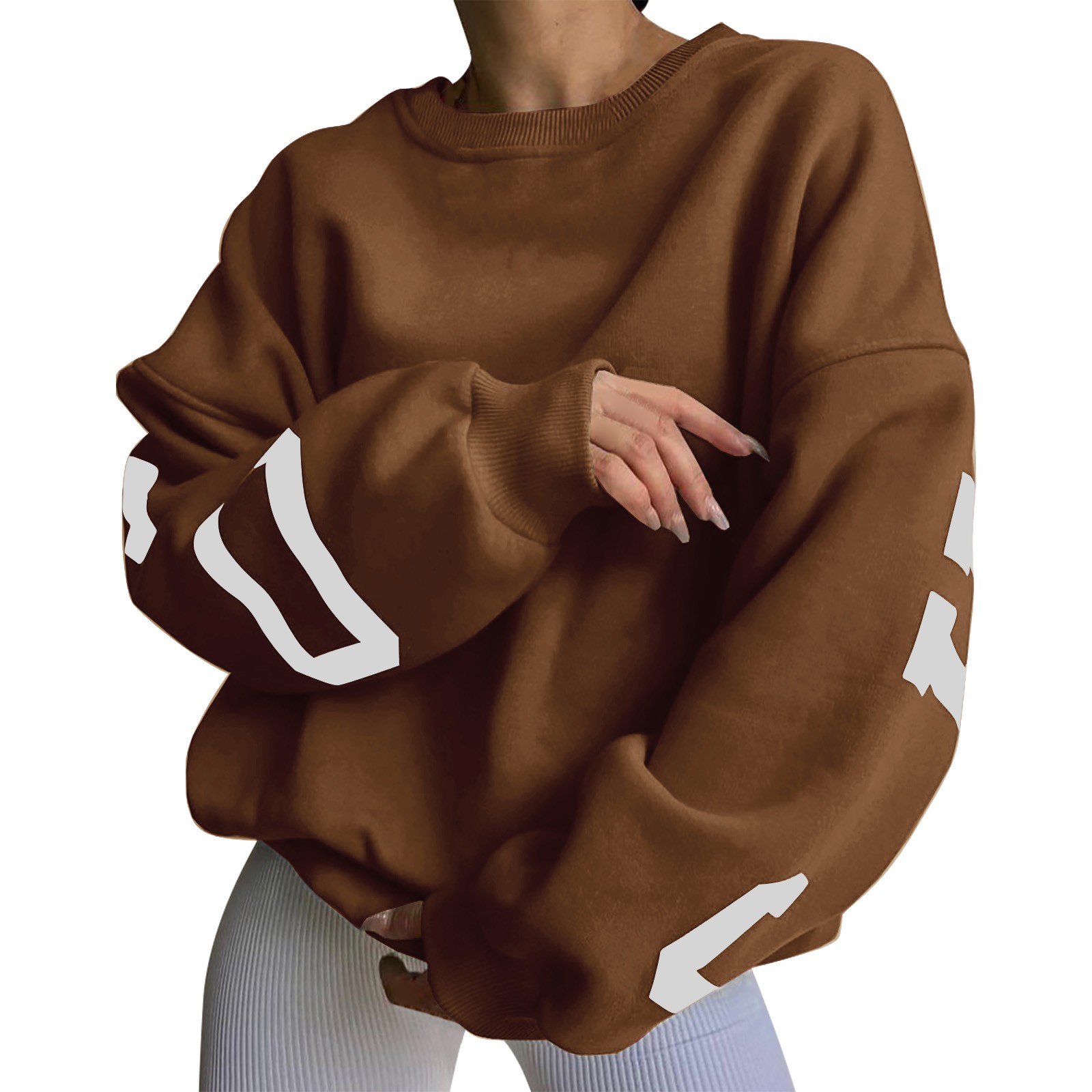 Letter Printing Sweatshirts Women'S Autumn And Winter New Casual Fashion Thickened Warm Top Long Sleeve Sweater Pullover - Image 14
