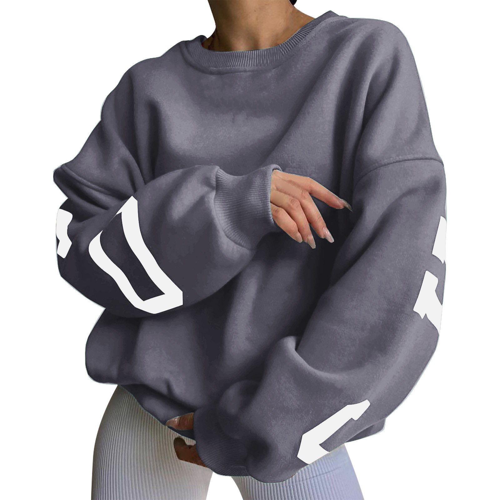 Letter Printing Sweatshirts Women'S Autumn And Winter New Casual Fashion Thickened Warm Top Long Sleeve Sweater Pullover - Image 9