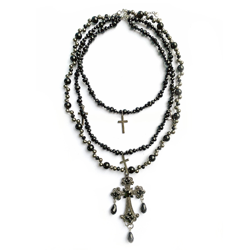 Ornament Gothic Heavy Industry cross necklace multi-layer twin niche exaggerated trend pendant - Image 5