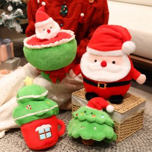 Cute Santa Christmas tree doll plush toys Christmas gift box doll small rag doll