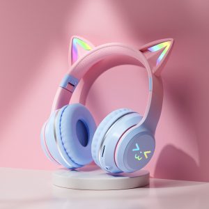 Popular cat ear glowing Bluetooth headphone head-mounted stereo gaming headsets wireless
