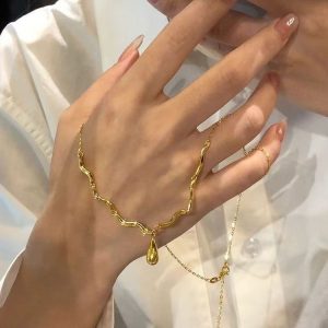 Irregular wave water drop necklace for women 2025 new popular high-grade light luxury minority clavicle chain neck chain accessories