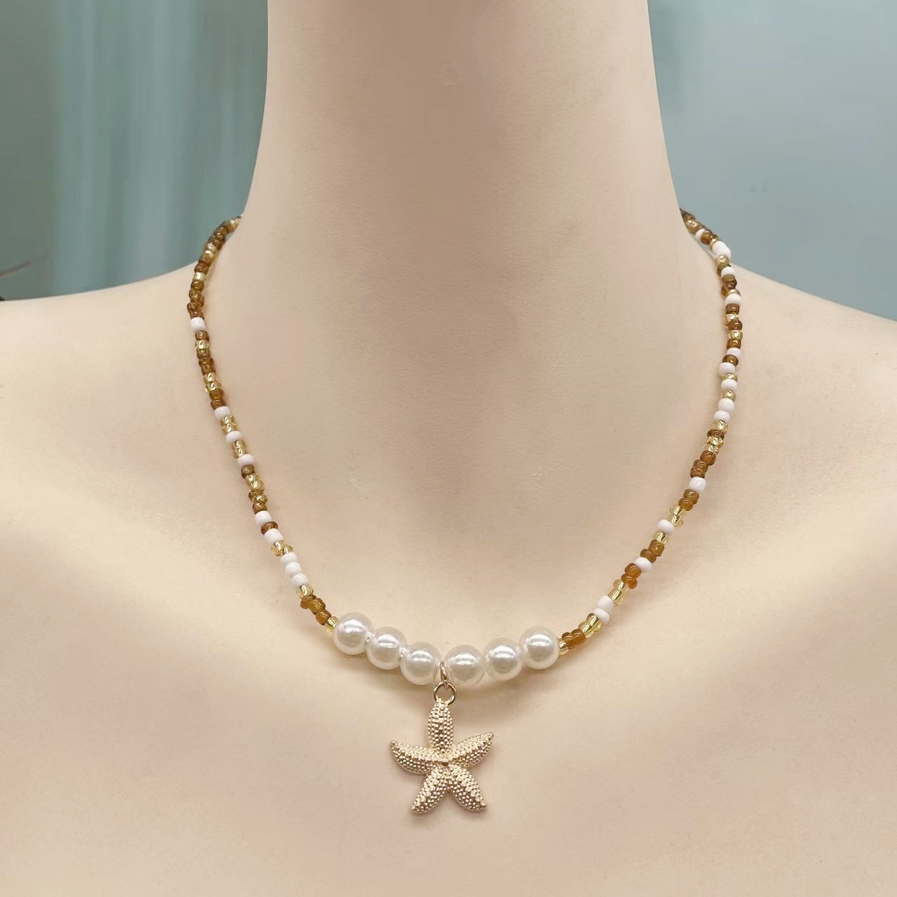 Ocean vacation style necklace female temperament wild creative bead accessories pendant neck accessories female - Image 8