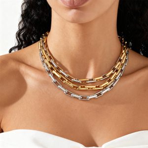 European and American style simple chain stitching adjustable sweater chain cross-border personalized minority high-grade clavicle necklace