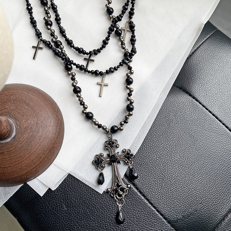 Ornament Gothic Heavy Industry cross necklace multi-layer twin niche exaggerated trend pendant - Image 3