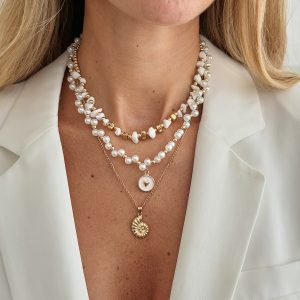 Ornament Ocean style fishtail conch pearl pendant necklace light luxury design light Sun Necklace