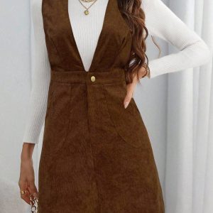 Women's autumn and winter new casual retro corduroy dress women's slim fit all-matching