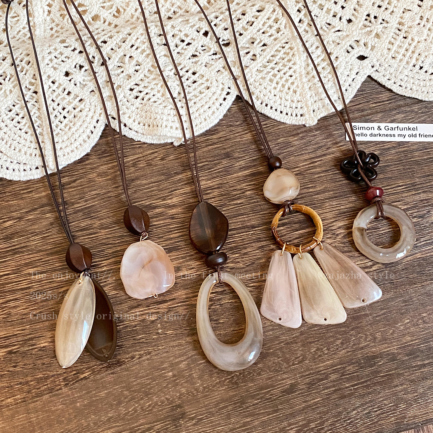 Bring your own aura ~ Maillard Brown blooming long necklace women's early autumn halter special-interest design sweater chain accessories - Image 2