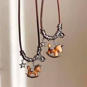 Hand-woven adjustable Carousel Pendant Necklace fashion special-interest high-grade sweater chain