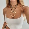 Ornament sweet cool hot girl style exaggerated big heart pendant necklace sexy leopard print CCB clavicle chain