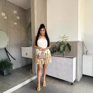 Women's clothing 2025 winter new sleeveless off shoulder hanging neck pleated sexy backless short dress